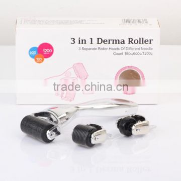 skin nurse roller facial roller 1200 / 600 / 180 titanium needles derma roller 3 IN 1