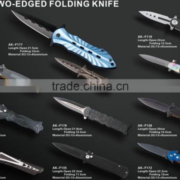 High strength two edged folding knife