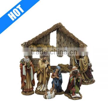 6 inch 7 pieces resin christmas handmade painted nativity wholesale