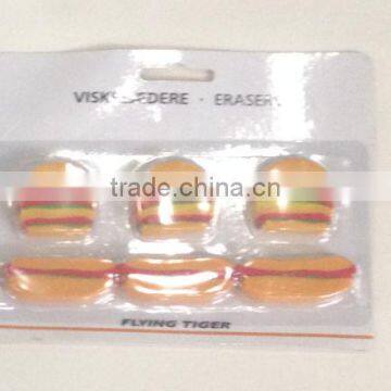 hambuger food shaped erasers