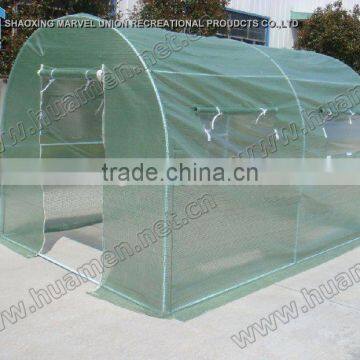 Easy set up translucence mesh PE Greenhouse with rolling up door