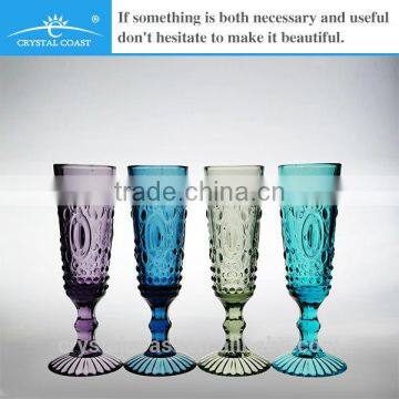 wholesale rustic multi colored long thick stem red wine glass