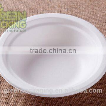 Biodegradable white unbleached sugacane pulp bowl 400ml L044
