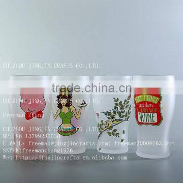 Custom printed ice glass beer cup drinking cup beer glass cup manufacturers