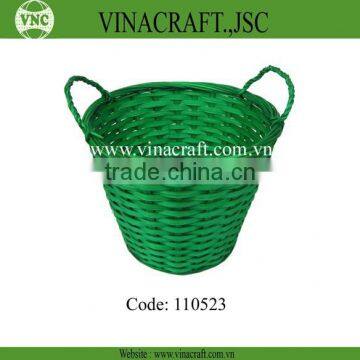 Oval bamboo flower pot