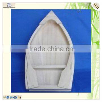 Handmade Natural Color Paulownia Wooden Boat Storage Box