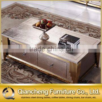 Luxury Dubai Design Golden Stainless Coffee Table Set photo-3
