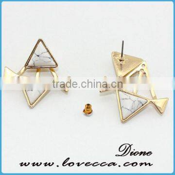 Fashion Women Green Turquoise Earrings Double Side Stud Earrings Jewelry photo-2