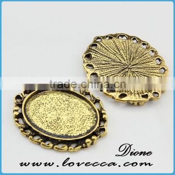 various color plating zinc alloy setting	,alloy pendant base for cabochons,fashion necklace pendant tray