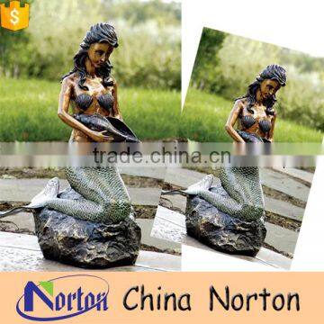 Antique fashion brass sitting mermaid fountain as gift NTBF-MF019Y