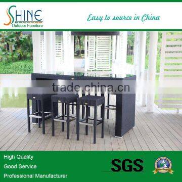 Outdoor Furniture Alum Frame Rattan Weaving Classic Bar Stool and Glass Table For Garden Furniture, Bar Shop, Home Furniture