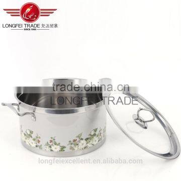 Useful White Color With Flower Decal Stainless Steel Handle Houseware Cooking Pot photo-4