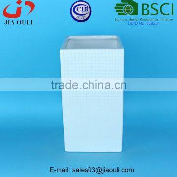 Dehua Porcelain Hot Sales Ceramic Tall Square Vase, Ceramic Vase in White photo-3