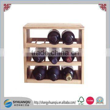Solid Pine Wooden 12 Wine Bottle Shelf Rack Table Top Shelf Organizer