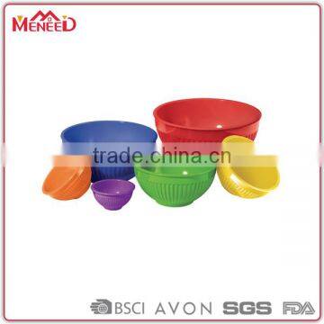 Sale price modern kitchen use bulk 100% melamine assorted color plastic mixing bowl set