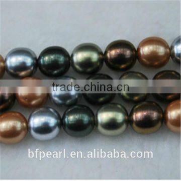 Pearl Jewelry 16" 11-14mm Multicolor Egg Shape Loose Shell Pearls Beads