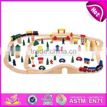 2017 Most popular funny activity toys kids wooden toy train sets W04C068