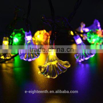 2016 new hot sale 20LED Solar Power Outdoor morning Glory Shape Garden String Lights for Party christmas decor