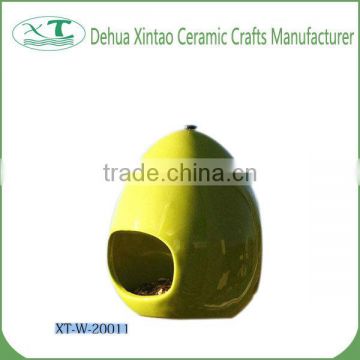 Egg Shape Hanging Ceramic Bird Feeder for Garden