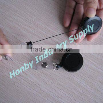 ID Card Black Round Reel Retractable Badge Clip