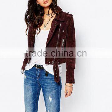 Cropped Suede Leather Jacket