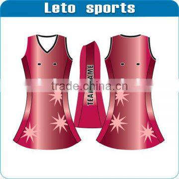 Custom red netball uniforms with 290 gsm Lycra