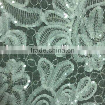 coiling and sequins 3D effect embroidery design mesh lace dress fabric