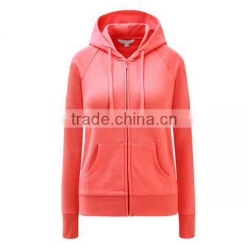 Women thin fleece hoodies plain full zip hoodies