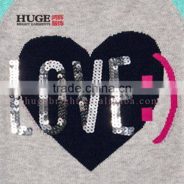 Embellished Graphic Design At Chest Knit Sweater Patterns For Girls photo-2