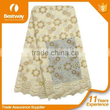 100% cotton swiss voile dry lace fabric with embroidery/ swiss voile lace in switzerland for garment SL0409-7