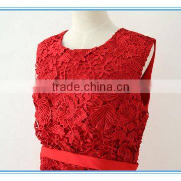 Latest Red Embroidery Lace Suit Dress For Women Wedding photo-5