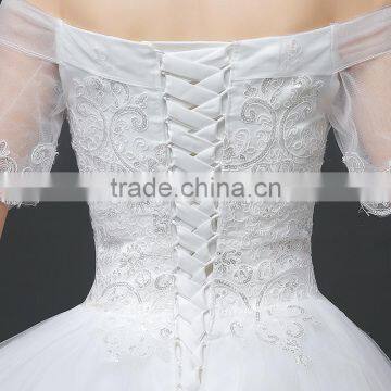 MGOO Elegant Custom Made White Crystal Wedding Dress Ball Gown Beach Bridal Dress Frock Style Tulle Designs Saree photo-5