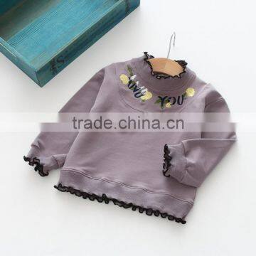 S60647B 2017 New Autumn Child Letters Printed Cute Wood Ear Girls T-shirts photo-5