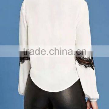 Runwaylover EY2347B Ladies 2017 Sexy Deep V-Neck Lace Blouse photo-4