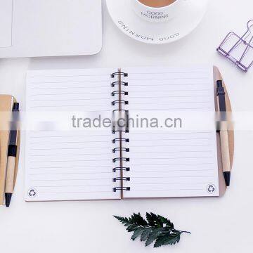Hardcover Spiral Binding Planner With Pen Holder Kraft Cover Notebook Custom photo-2