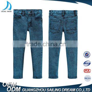 2017 Latest design jeans trousers pants new style hand brush slim fit kids denim jeans