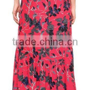 2016 Designed for Fashion Women Trumpet Hem Printed Slit Skirt Ladies'maxi Skirt OEM photo-3