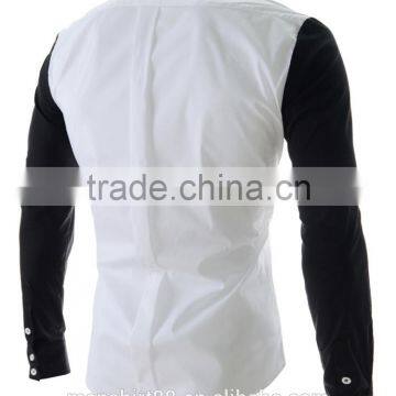 2017 Latest Designer Contrast Collar and Sleeve Slim Fit Dress Men Shirt photo-2