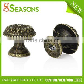 Custom Antique Bronze Flower Pattern Carved Mushroom Shape Jewelry Box/Case Drawer Pull Knob Handles