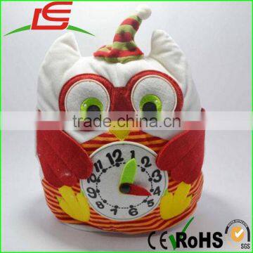 wholesale red plush stuffed owl alarm clock