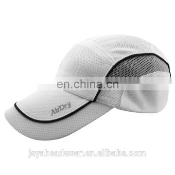 Side mesh trimming sports caps matching color black piping white dryfit mesh sports caps