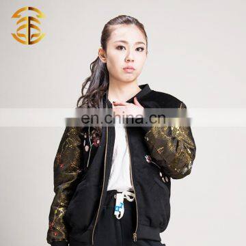 Wholesale New Style Satin Bomber Burgundy Velvet Jacket