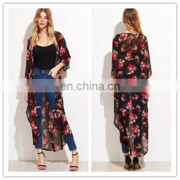 Black Long Floral Women's Kimonos For Sale