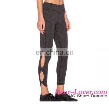 Cheap Women Dusty Charcoal Cutout Side Sports Fitness Yoga Leggings photo-2
