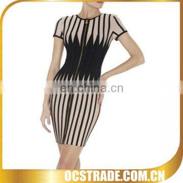 2014 high quality welcome stripe sun dresses with zipper in front