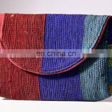 Indian Lastest Cotton Chindi Stripe Shoulder Clutch Bag Hippie Throw Sling Women Purse