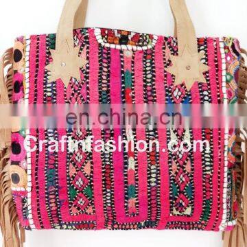 BOLSO DE FRANCIA INDIAN BANJARA-Vintage Banjara Handbag Leather Fringe Handbag- Genuine Leather Hand Bag Banjara Gypsy Tote Bags photo-3