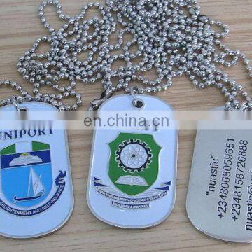 custom silver engraved enamel metal high school dog tag necklace Nigeria