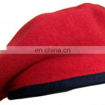 Red military Beret cap with Blue Brim