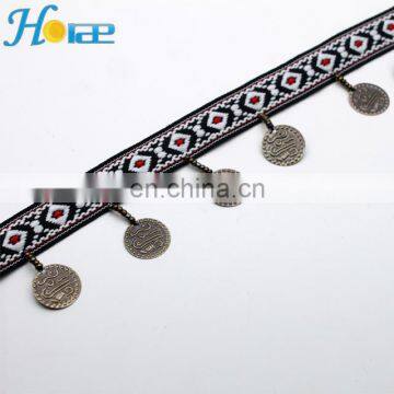 Wholesale 4cm Width Multicolor Beaded Tassel Trim Tassel Coin Fringe Trim photo-2